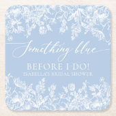 私エレガントがブライダルシャワーする前に何か青 スクエアペーパーコースター (正面)