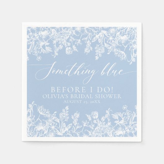 私エレガントがブライダルシャワーする前に何か青 スタンダードカクテルナプキン (正面)