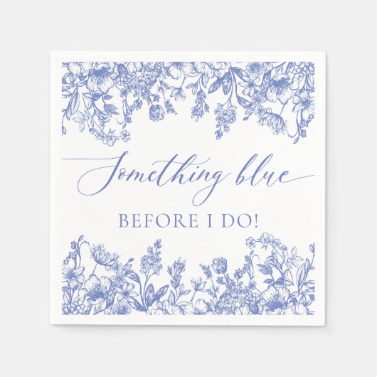 私エレガントがブライダルシャワーする前に何か青 スタンダードカクテルナプキン (正面)