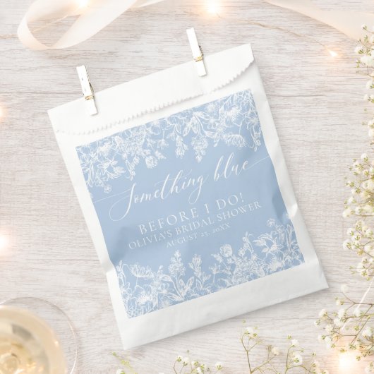 私エレガントがブライダルシャワーする前に何か青 フェイバーバッグ (クリップ留めされた状態)