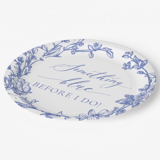 私エレガントがブライダルシャワーする前に何か青 ペーパープレート (アングル)