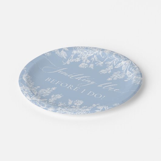 私エレガントがブライダルシャワーする前に何か青 ペーパープレート (アングル)