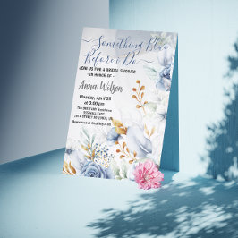 私エレガントがブライダルシャワーする前に何か青 招待状