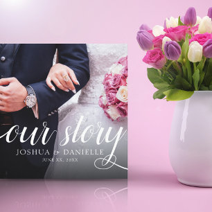 私エレガントたちのストーリー結婚写真の手書き キャンバスプリント