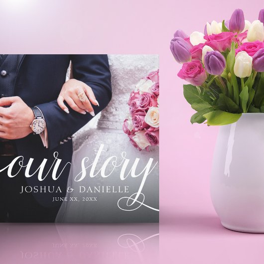 私エレガントたちのストーリー結婚写真の手書き キャンバスプリント