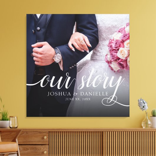 私エレガントたちのストーリー結婚写真の手書き キャンバスプリント (インサイチュ (リビング))
