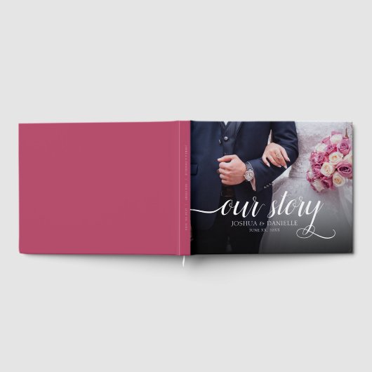 私エレガントたちのストーリー結婚写真の手書き ゲストブック (全面)