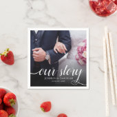 私エレガントたちのストーリー結婚写真の手書き スタンダードカクテルナプキン (インサイチュ)