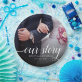 私エレガントたちのストーリー結婚写真の手書き ペーパープレート (パーティー)