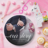 私エレガントたちのストーリー結婚写真の手書き ペーパープレート (パーティー)