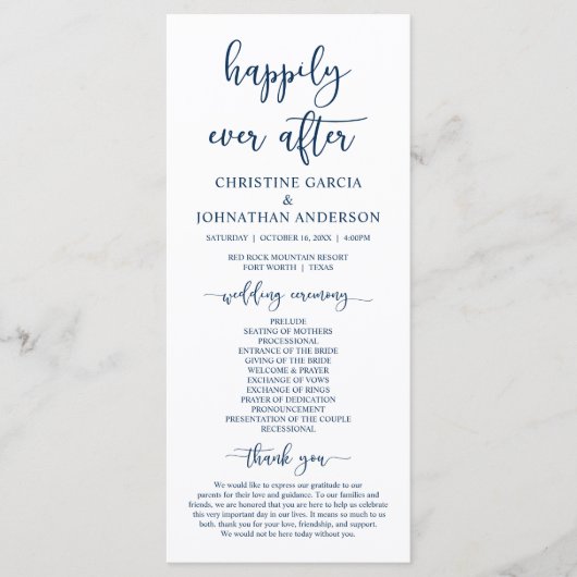 私エレガントたちの式のネイビ結婚ーブルー プログラム (正面)