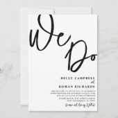 私エレガントたちはスクリプト黒と白結婚の 招待状 (正面)