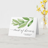 私エレガントのメイド・オブ・オーナー（花嫁付き添い人）の結婚緑 カード (黄色い花)