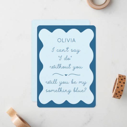 私エレガントの何か青？花嫁介添人 ノートカード (正面/裏面インサイチュ)