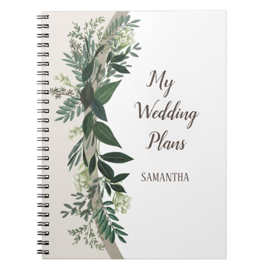 私エレガントの計結婚画と考えを緑に ノートブック (正面)