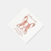 私エレガントの飲み物フランスのブルドッグバラ結婚 スタンダードカクテルナプキン (角)