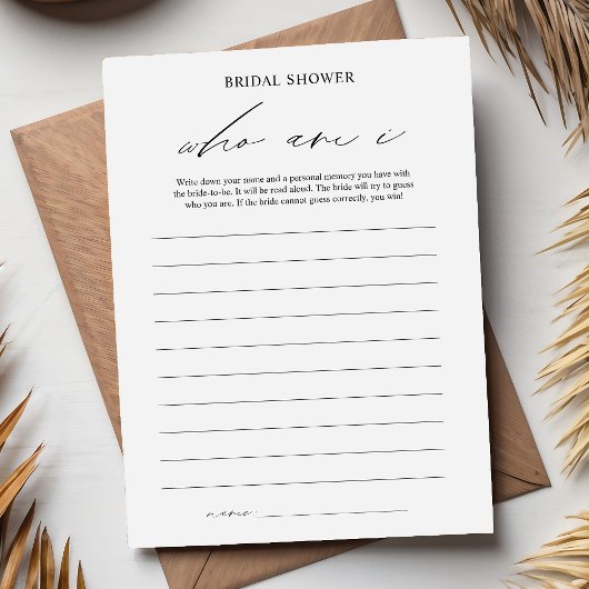 私エレガントは誰かブライダルシャワーゲームカード 招待状