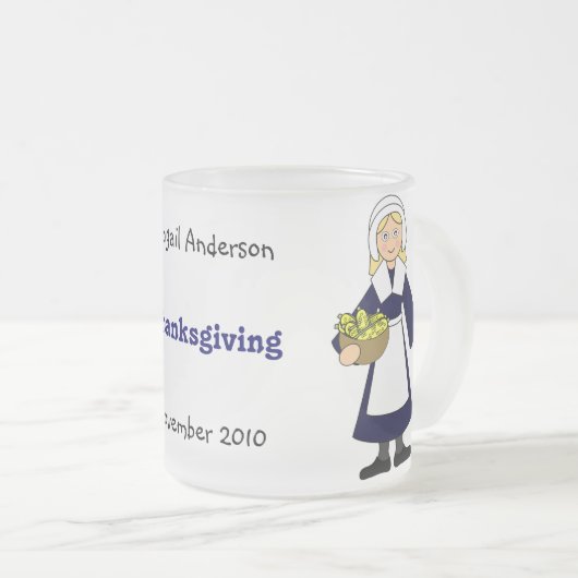 私カスタマイズ- – 感謝祭の巡礼者 フロストグラスマグカップ (正面右)