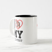 私カスタムは私の家族の写真文字を愛する ツートーンマグカップ (正面左)