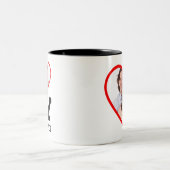 私カスタムは私の家族の写真文字を愛する ツートーンマグカップ (中央)