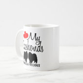 私カスタムは私の2つのケシャンドッグマグが大好き マグカップ (正面左)