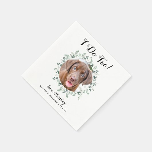 私カスタムは緑のペットの写真犬の結婚こと スタンダードカクテルナプキン (角)
