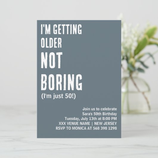 私カスタムは退屈ではない歳になるおもしろい誕生日 招待状 (スタンド正面)