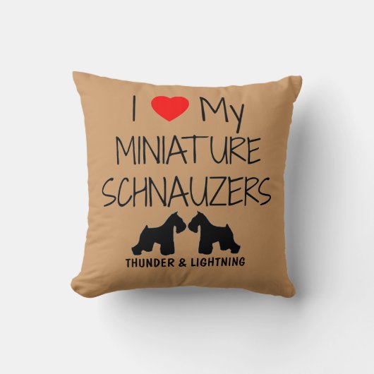 私カスタムは2つのミニチュアシュナウザーが大好き クッション (正面)