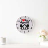 私カスタムは2匹のプードル犬が大好き ラウンド壁時計 (ホーム)