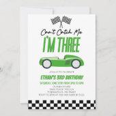 私グリーンレースカー3rd誕生日パーティーをキャッチできない 招待状 (正面)
