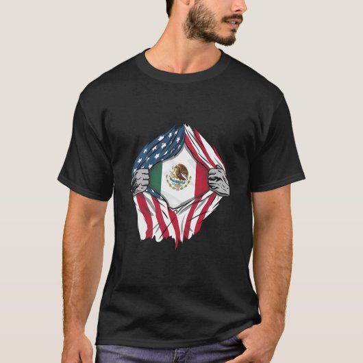 私シャツの中のメキシコの血メキシコ国旗 Tシャツ (正面)