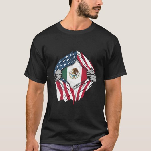 私シャツの中のメキシコの血メキシコ国旗 Tシャツ (正面)