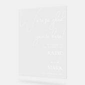 私シンプルたちのサイン結婚バナーへようこそ アクリルサイン (傾斜)