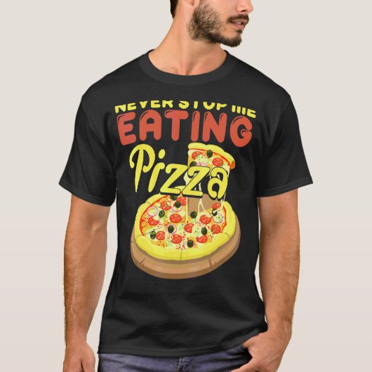 私ストップは食べピザしない Tシャツ (正面)