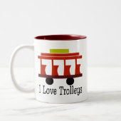 私トロリーが大好き ツートーンマグカップ (左)
