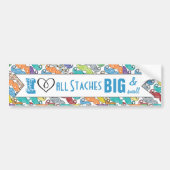 私ハートは大きく小さな口ひげを突き刺す バンパーステッカー (正面)