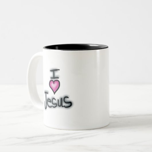 私ハートイエス私はピンクのハートとイエスを愛する ツートーンマグカップ (正面左)
