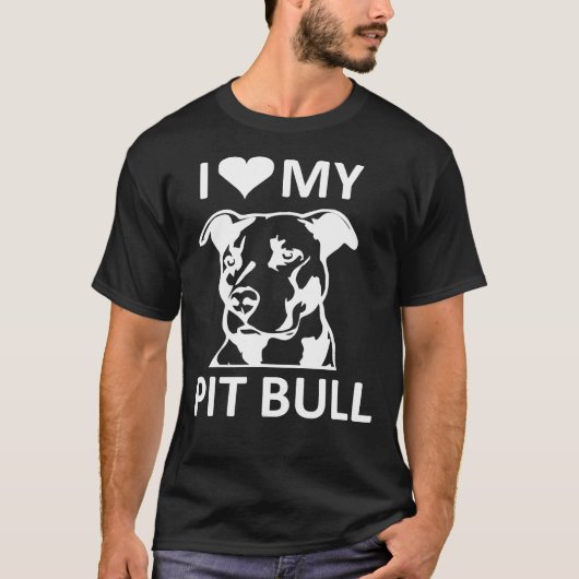 私ハート私のピットブル私の愛 Tシャツ (正面)