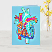 "私ハート"解剖ハートの挨拶状 カード (黄色い花)