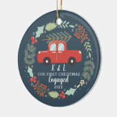 私パーソナライズされたたちの初めてのクリスマス婚約したオーナメント セラミックオーナメント (左)