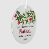 私パーソナライズされたたちの初めてのクリスマス結婚したオーナメント オーナメント (正面)