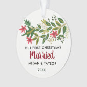 私パーソナライズされたたちの初めてのクリスマス結婚したオーナメント オーナメント (正面)