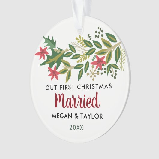 私パーソナライズされたたちの初めてのクリスマス結婚したオーナメント オーナメント (正面)