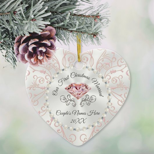 私パーソナライズされたたちの初めてのクリスマス結婚したオーナメント セラミックオーナメント