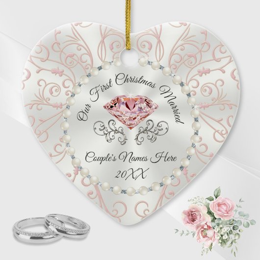 私パーソナライズされたたちの初めてのクリスマス結婚したオーナメント セラミックオーナメント
