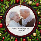 私パーソナライズされたたちの初めてのクリスマス退職した写真 セラミックオーナメント