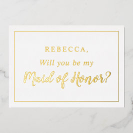 私パーソナライズされたのメイド・オブ・オーナー（花嫁付き添い人）写真 箔招待状
