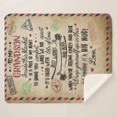 私パーソナライズされたの孫への手紙、誕生日贈り物 シェルパブランケット (正面(横))