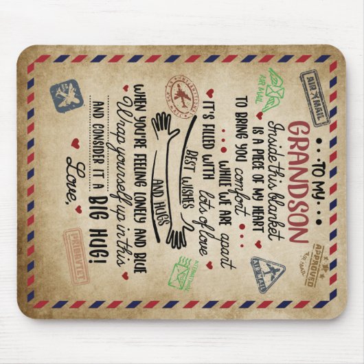 私パーソナライズされたの孫への手紙、誕生日贈り物 マウスパッド (正面)