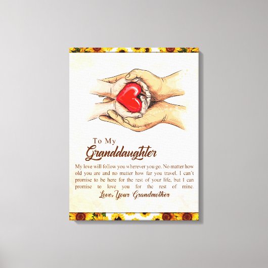 私パーソナライズされたの孫娘への手紙 キャンバスプリント (正面)